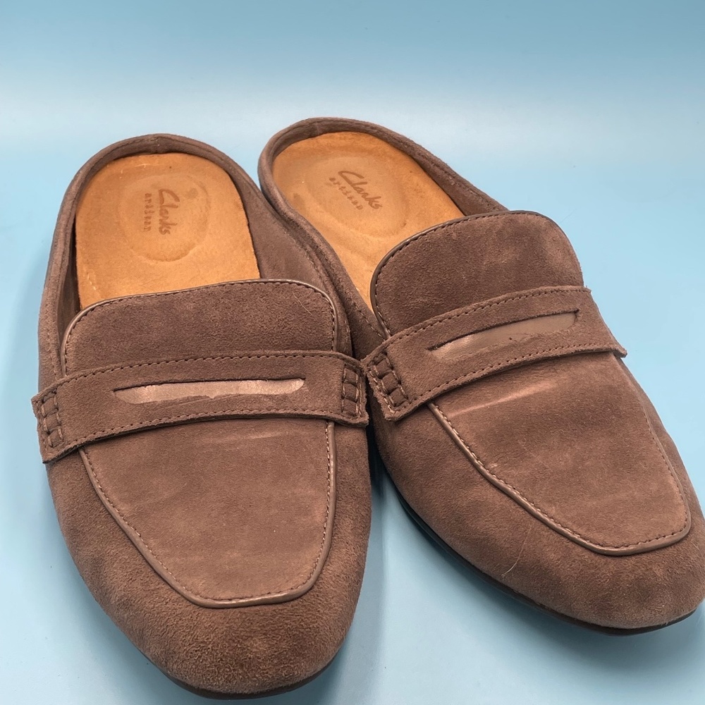 Clarks Artisan Grey Suede Mules